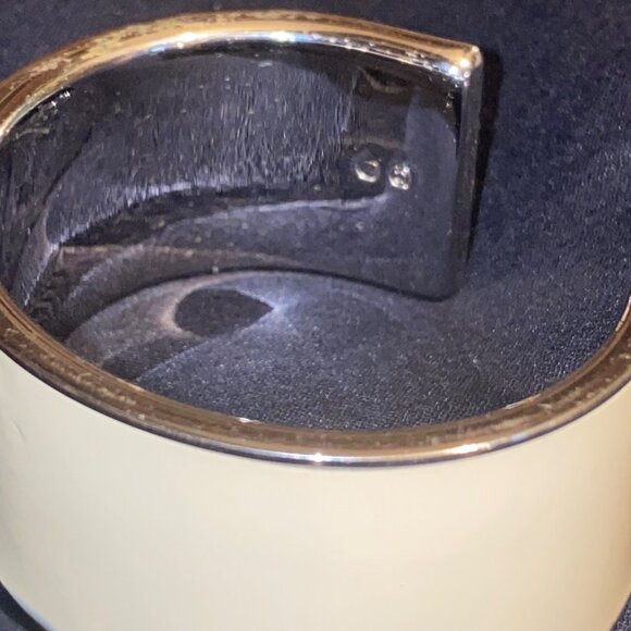 Wide Swarovski Beauty Silver Cream Crystal Bling Cuff Bracelet  Adjustable - Picture 8 of 15